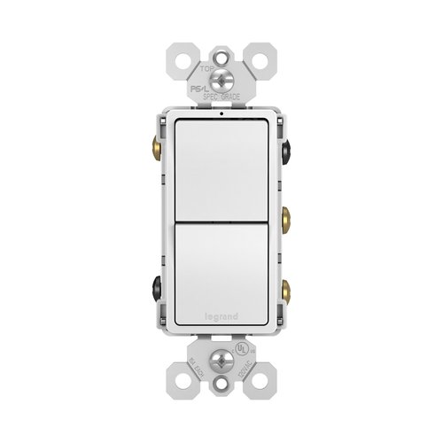 Legrand radiant RCD33WCC6 15 Amp Combination 2-in-1 Decorator Rocker Light Switch, Two 3-Way Switches, White (1 Count)