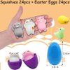 24PCS Easter Eggs + 24PCS Mochi Squishy Toys, Surprise Eggs Filled Mini Animal Squishy Stress Relief Toys for Kids Easter Mochi Squishies Party Favor, Easter Basket Stuffers, Easter Eggs Fillers Gifts