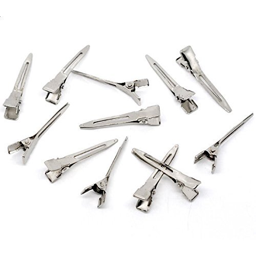 PEPPERLONELY Brand 50PC Silver Tone Single Prong Alligator Hair Clips 45x10mm (1-3/4x3/8 Inch)