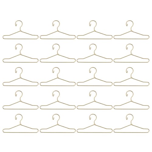 Coat Hanger 20 Pcs Doll Clothes Hangers Miniature Wire Hangers, Metal Hangers for Doll Dress Necklaces (6.5CM Golden) Clothes Hanger