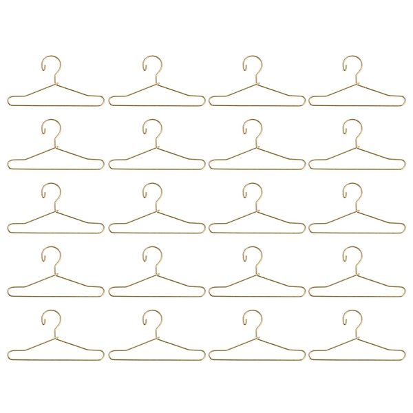 Coat Hanger 20 Pcs Doll Clothes Hangers Miniature Wire Hangers, Metal Hangers for Doll Dress Necklaces (6.5CM Golden) Clothes Hanger