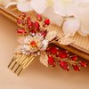 BERYUAN Flower Hair Comb for Women Leaves Hair Comb for Wedding Hair Comb Small Hair Comb Slide (Gold)
