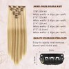 Hair Extensions Clip in Human Hair For Women 7pcs Per Set with 16Clips 70g Light Brown/Blonde 100% Remy Virgin Human Hair Clip In Extension Double Weft Clips Straight Soft Hair No Tangles 16inch