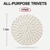 5 Pieces Trivets for Hot Dishes, Potholders Set 100% Cotton Woven Hot Pot Holders Set, Farmhouse Coasters, Hot Pads, Table Mats, Spoon Rest for Baking and Cooking, Kitchen Decor, 7 Inch