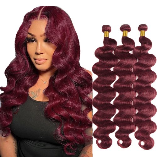 Dark Burgundy Bundles 99J Body Wave Human Hair Bundles 8A Grade Brazilian Unprocessed Virgin Hair 3 Bundles 14 14 14 Inch Wine Red Body Wave Human Hair Bundles Remy Hair Extensions