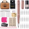 YBEAUTY Permanent Eyebrow Makeup Tattoo Machine Kit With 15 pcs Cartridge Needles Microblading Supply for Eyebrow Lip Eyeliner Ombre Powder Brows Microshading Supplies(Pink Tattoo Kit)