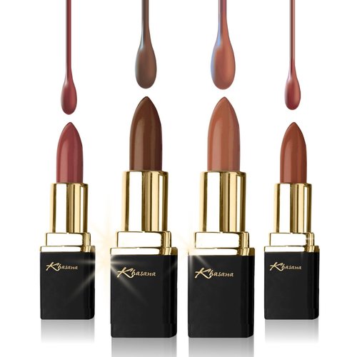 Khasana Lipstick Set. Long Lasting Lipcolor 4 Piece Gift Set. Moisturizing Formula, Infused with Vitamin E and Vitamin C. Multi Finish Lip Makeup Cream Gloss & Matte. Pack of 4 (I WILL SURVIVE)