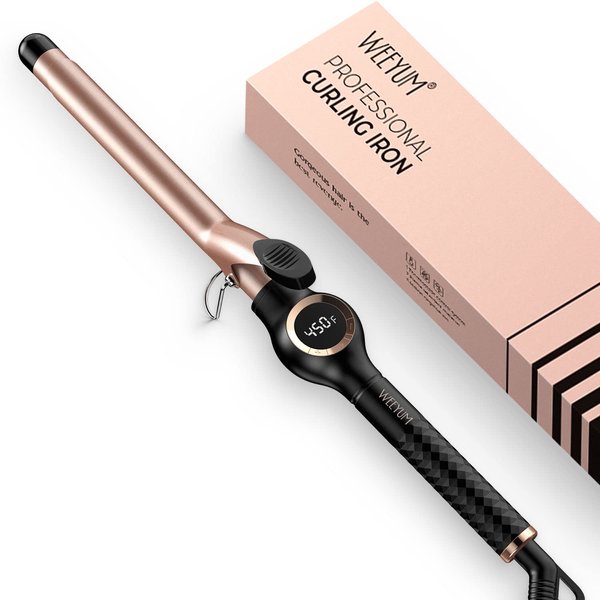 Curling Iron 3/4 Inch Barrel, Long Barrel Curling Wand for Hair, Ceramic Tourmaline Hair Curling Iron Double Voltage(100-240V)