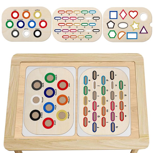 Ovveroche Sensory Table Inserts,Children's Sensory Tray Tabletop Board Game Wooden Flat Board Parent-Child Interactive Early Education Toys