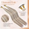 MioYio I Tip Hair Extensions Human Hair 30G/Pack Human Hair Itip Human Hair Extensions #P7/60A Pre Bonded I Tip Real Hair Extensions Long Straight Chocolate Brown to Caramel Blonde 14Inch