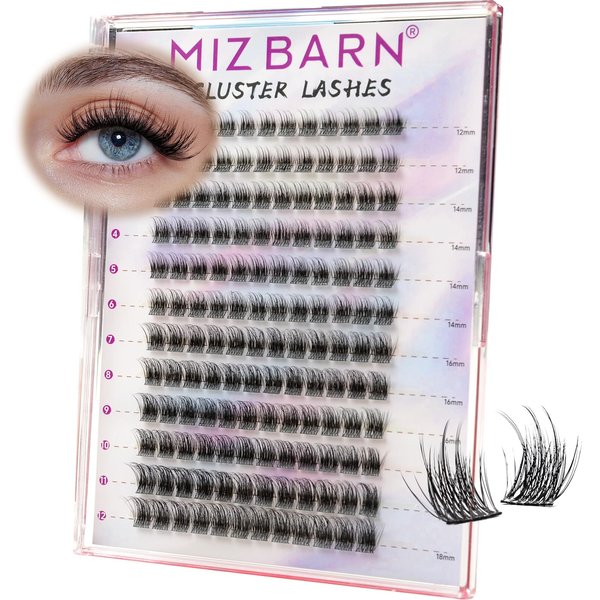 MIZ BARN Lash Clusters 144pcs Lash Extension D Curl Eyelash Clusters, 12-18mm individual Lashes Fluffy False Eyelashes Clusters DIY at Home (D-12-18 MIX)(DIY 08)
