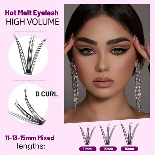 Dedila 200Pcs Handmade Individual False Eyelashes Thickness 0.07mm D Curl Mixed 10-12-14mm /11-13-15mm/12-14-16mm/16-18-20mm 3D Volume Cluster Eye Lashes Etensions (11-13-15mm)