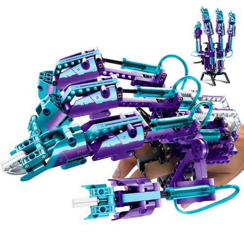 Nano-Hydraulic Mechanical Gloves Creative Assembly Model Toys Building Block Sets Wearable with One Hand and Telescopic Knuckles Gifts, Decoration and Display Model Sets for Children and Adults