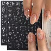 3D Silver Metallic Nail Stickers for Women Star Moon Sun Nail Decals for Nail Art Design Butterfly Nail Art Stickers Boho Totem Nail Sticker Self-Adhesive Stickers for Nails DIY Nail Decor, 8 Sheets
