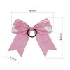 Metallic Sequin and Holographic 8 Inch Cheer Bow Cheerleader Cheerleading Jumbo Cheer Bow Hair Tie(Pink Sequin)