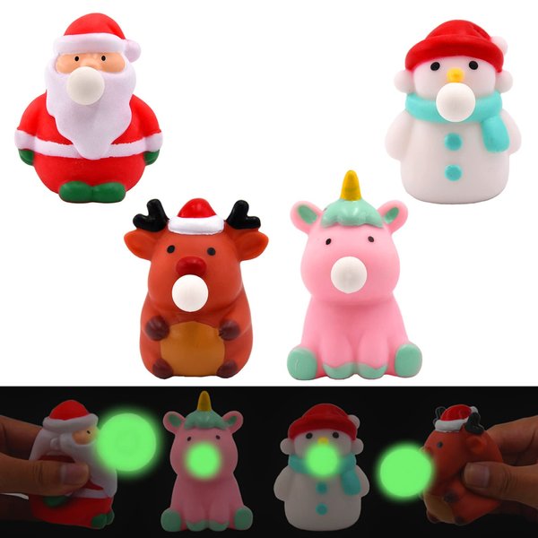 Glow in The Dark Mochi Squishy Toys for Kids and Adults, Unicorn Spit Bubble Toys, Christmas Stocking Stuffers Party Favors Stress Relief