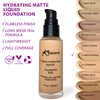 Khasana Moisturizing Liquid Foundation, Flawless Matte Finish Makeup, Full Coverage & Longwear, Lightweight Foundation Formula #12 Medium Beige