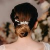 AW BRIDAL Flower Hair Clip for Wedding Hair Comb Barrette Bridal Hair Pieces Wedding Hair Accessories for Women Girls (Gold)
