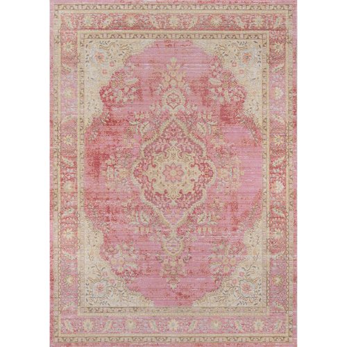 Momeni Rugs Isabella Traditional Medallion Flat Weave Area Rug, 2' X 3', Pink