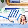 96 Pieces Hair Perm Rods, Cold Wave Rods Plastic Perming Rods Heatless Curlers Rollers with 2 Steel Pintail Comb Rat Tail Comb for Hairdressing Styling Tools (Blue, 0.35 Inch/ 0.9 cm)