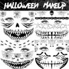 4 Sheets Scary Halloween Face Temporary Tattoos, 3D Halloween Face Tattoo Spider Temporary Face Tattoo Kit For Kids Girls Boys Adults, Dia de los muertos Day of the Dead Makeup Face Tattoos