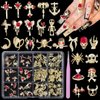 UOTEY 84 PCS 24Styles Gold Halloween Nail Charms, 3D Alloy Spider Skull Hand Halloween Nail Art Charms, Bow Tie Moon Cross Red Nail Gems Charms with Rhinestones DIY Nail Accessories