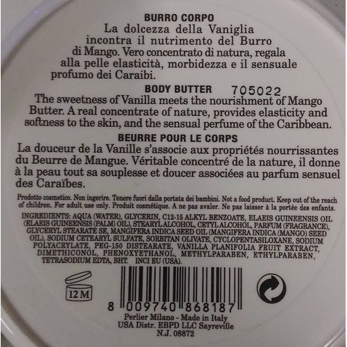 Perlier Caribbean Vanilla Body Butter 6.7 Fl. Oz.