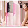Comb Set, Pink comb,3 Pcs. slick back hair brush,Slick Back Brush with Edge Brush, styling comb for kids for middle part，Rat Tail Comb, Teasing Brush Set for Smoothing brush Baby Hair