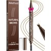 iMethod Microblading Eyebrow Pen - Eyebrow Pencil 2-in-1 Dual-Ended Eye Brow Pencils for Women with 3-Fork-Tip and Spoolie Brush Create Natural Hair-Like Defined Brows, Last All-Day, Light Brown