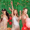 Green Metallic Tinsel Foil Fringe Curtains, 4 Pack 3.3x8.3 Feet Party Streamer for Birthday Party Decorations, Halloween Decor, Foil Curtain for Bachelorette Party