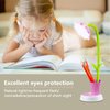 Uniwit Desk Lamp for Kids Sunflower LED Charging Table Lamp Support Eye Protection Small Desk Folding for Reading,Study and Office, Adjustable Brightness - Pink