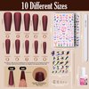 FANDAMEI Press on Nails Long Matte, 13 Packs 312 PCS Press on Nails Long Coffin, Full Cover Long Ballerina Fake Nails, Acrylic False Nail Tips with Nail Glue, Nail Rhinestones, Nail Art Stickers
