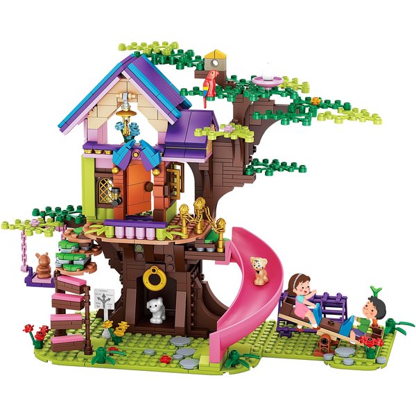 PinkBee Friends Tree House Building Kit Girls Friendship Forest Jungle Treehouse Pets Amusement Park Toys Set with Seesaw Creative Roleplay Birthday Gifts for Old Kids Boys 8-12,6-12,7-9 (642 PCS)