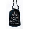 Hat Shark Keep Calm & Call The Doctor Tardis Box - Military Dog Tag, Luggage Tag Metal Chain Necklace
