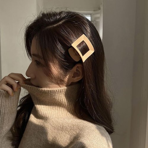 8 Pcs Square Hair Clips for Thin Hair Matte Acrylic Hair Accessories Milk White Brown Black Squared Flat Hair Clips Square Shape Claw Clip Hair Barrettes for Women Girls Hair Styling Decoration