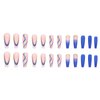 TOGZOM Ballerina Press-on Nails, Royal Blue, Medium Coffin, 24Pcs Set with Gold Glitter Design, Acrylic, Full Cover Glossy Glue on Nails for Women and Girls