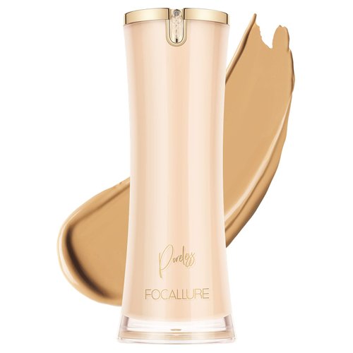 FOCALLURE PerfectBase Lasting Poreless Liquid Foundation, Medium to Full Coverage with Matte Finish, Covers Blemishes & Under-Eye Circles for All Skin Types, YL13 NUDE