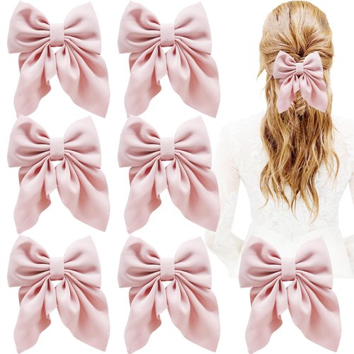 PQKZLDP 8pcs Pink Solid Hair Bow Clips Alligator Ponytail Clips Duckbill Barrettes Hair Accessories for Women-Girls-Toddlers Kids (PQ221)