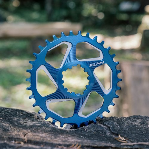 Funn Solo DX Narrow Wide Chainring for 9 10 11 12 Speed Chain, Fits SRAM Direct Mount Interface Crankset, 6mm Offset, Single Speed Bike Chain Ring for MTB, BMX Bike and Road Bike (28T, Blue)