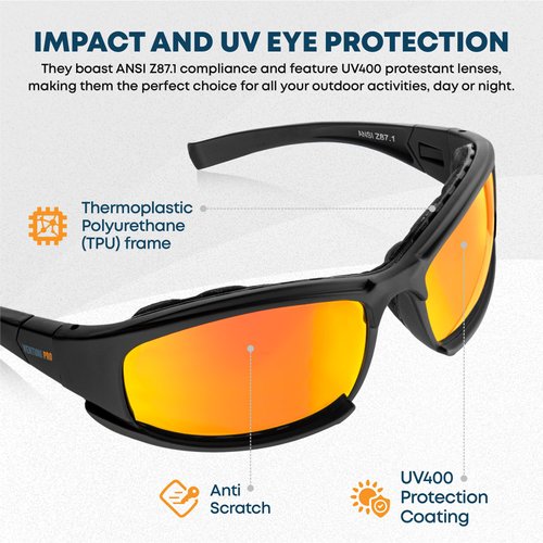 Safety Glasses Kit with Interchangeable Lenses-Anti Scratch-UV Protection-Sport Shooting Hunting Eye Protection For Men and Women-Stylish Impact Resistant Z87 Eyewear for Work or Play
