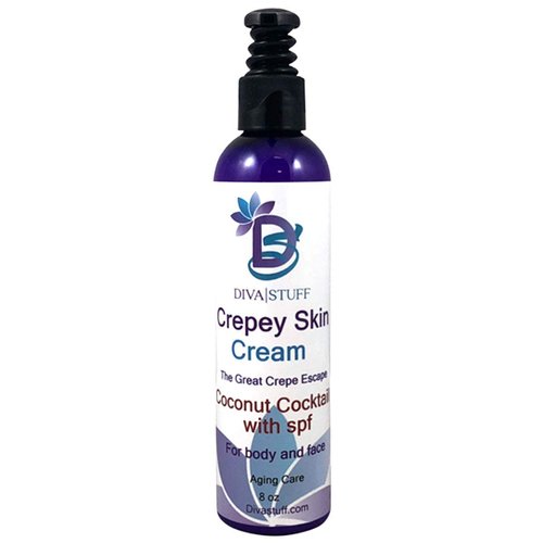 Diva Stuff Crepey Skin Body & Face Cream with Hyaluronic Acid, Alpha Hydroxy and more for Dry & Damaged Skin, 8oz - Coconut Cocktail (Made in the USA)