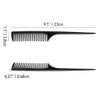 2 Pack Rat Tail Comb for Root Teasing, Black Fine Tooth Teasing Comb for Sectioning, Parting, Styling Hair