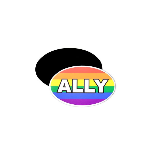 LGBTQ+ Rainbow Ally Flag Car Bumper Magnet - 5x3 Inch Oval - 1 Flexible Magnet 5x3 Inch Oval 1 Magnet