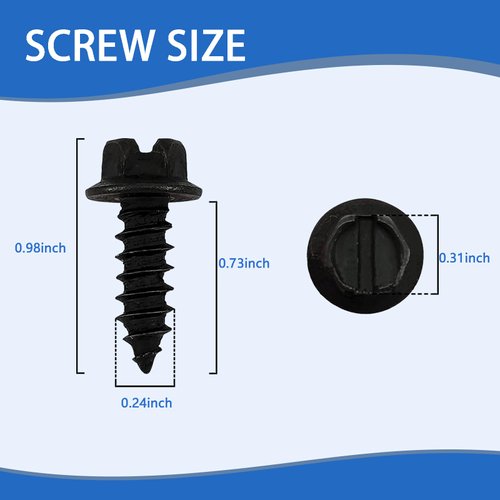 Fluher 8 PCS Car Bumper License Plate Rivet Buckle, Dustproof Rustproof Body Repair Fastener Screw + Base Fixed Nylon Screw Insert, License Plate Frames Screw Kit, Universal for Car Accessory (Black)