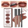 MAEPEOR All In One Lip Kit 3 In 1 Smooth Lipliner Lipgloss and Lipstick Set with Matte Velvet Liquid Lipstick Hydrating Moisturizing Lip Gloss and Creamy Lip Liner (Kit 05, Whiskey Honey)