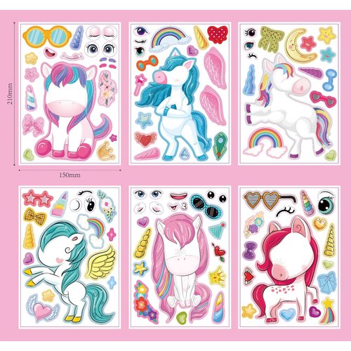 24 Sheets Make Your Own Unicorn Stickers Make A Face Stickers for Kids Toddlers with Unicorns DIY Craft Stickers Kids Party Favor Supplies Crafts
