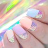 6 Box Aurora Nail Foil Stickers, Colorful Glass Paper Holographic Transfer Decals, Shiny French Art Supplies for Acrylic Nails, Manicure Nail Foil Transfer Stickers Set, Girls DIY Nail Decals for