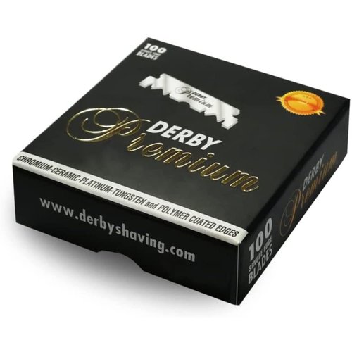 Derby Premium Single Edge Razor Blades, Razor Blades, Single Edge, Ultra Sharp, Chromium - Ceramic - Platinum - Tungsten and Polymer Coated Edges (5)