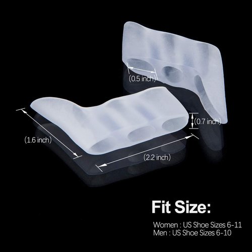 Toe Spacers, Pinkie Toe Separators Straightener with 3 Loops for Curled Toes Overlapping Toes Foot Pain Bunion Corrector and Bunion Relief for Men Women, 6 Pieces/3 Pairs