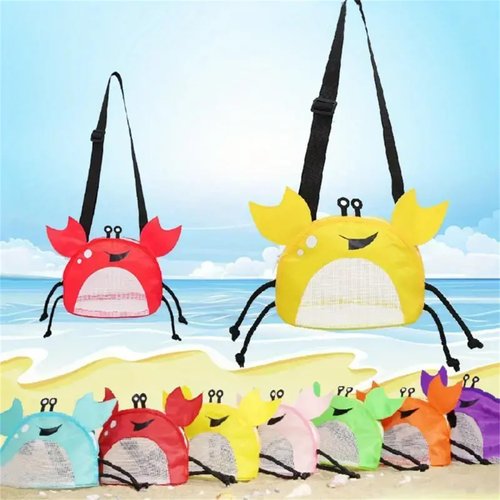 Mesh Beach Bag Sand,Toy Seashell Pool Bag,Portable Foldable Sea Shell Bag for Adjustable Carrying Straps/Toy Storage Bag Pink
